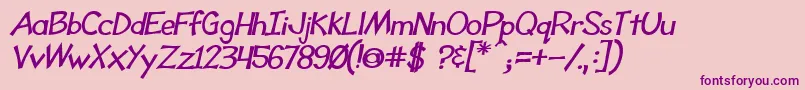 Fonte ToonyLoonsBldItl – fontes roxas em um fundo rosa