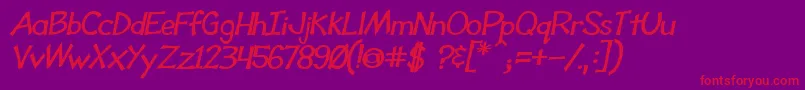 フォントToonyLoonsBldItl – 紫の背景に赤い文字