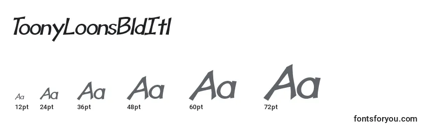 Größen der Schriftart ToonyLoonsBldItl