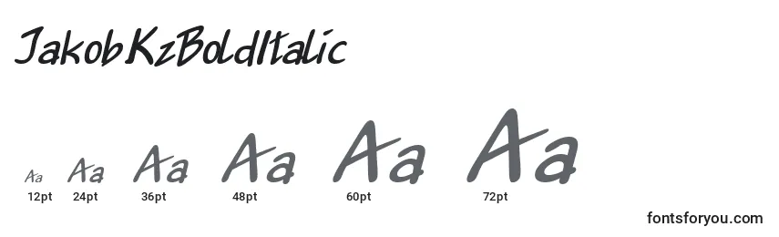 Größen der Schriftart Jakob.KzBoldItalic