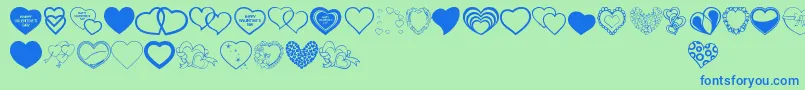 VanlentinesDayTfb-Schriftart – Blaue Schriften auf grünem Hintergrund