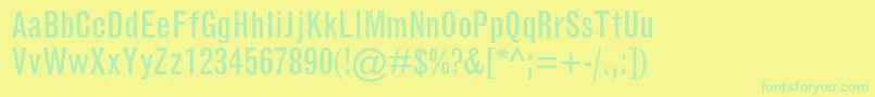 GrotesquemtstdCondensed-Schriftart – Grüne Schriften auf gelbem Hintergrund