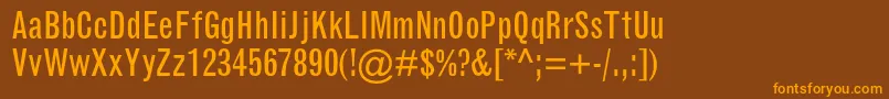 GrotesquemtstdCondensed-Schriftart – Orangefarbene Schriften auf braunem Hintergrund