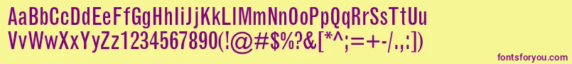 GrotesquemtstdCondensed-Schriftart – Violette Schriften auf gelbem Hintergrund