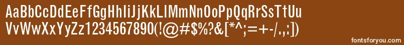 GrotesquemtstdCondensed-Schriftart – Weiße Schriften auf braunem Hintergrund