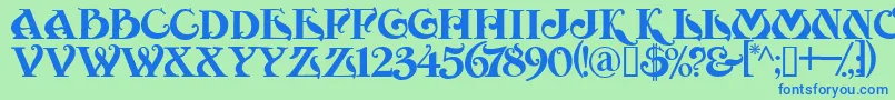 MoulinRouge Font – Blue Fonts on Green Background