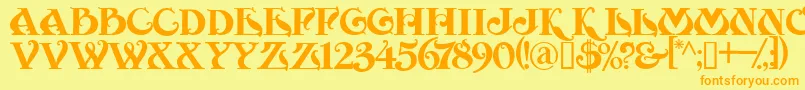 MoulinRouge Font – Orange Fonts on Yellow Background