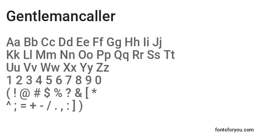 Czcionka Gentlemancaller – alfabet, cyfry, specjalne znaki