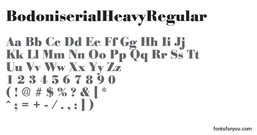 Czcionka BodoniserialHeavyRegular – alfabet, cyfry, specjalne znaki