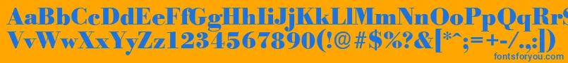 BodoniserialHeavyRegular-Schriftart – Blaue Schriften auf orangefarbenem Hintergrund