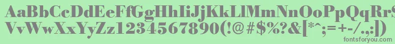 フォントBodoniserialHeavyRegular – 緑の背景に灰色の文字