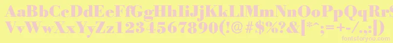 Fonte BodoniserialHeavyRegular – fontes rosa em um fundo amarelo