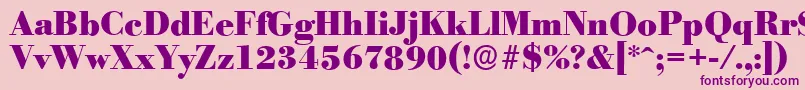 Fonte BodoniserialHeavyRegular – fontes roxas em um fundo rosa