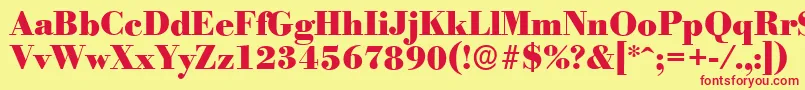 BodoniserialHeavyRegular Font – Red Fonts on Yellow Background