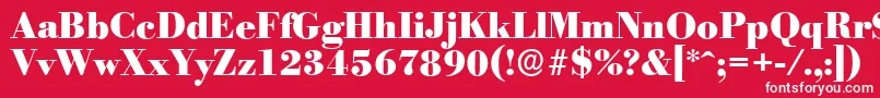 フォントBodoniserialHeavyRegular – 赤い背景に白い文字