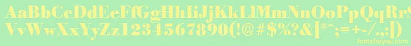 BodoniserialHeavyRegular-Schriftart – Gelbe Schriften auf grünem Hintergrund