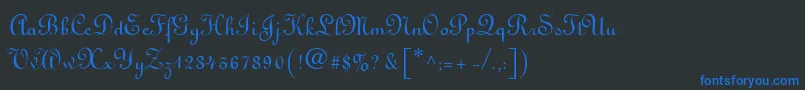 フォントLinoscript – 黒い背景に青い文字