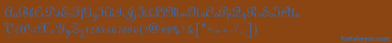 フォントLinoscript – 茶色の背景に青い文字