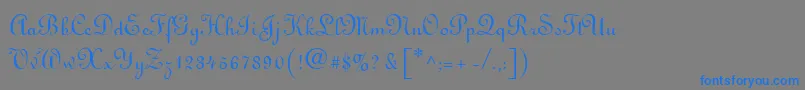 フォントLinoscript – 灰色の背景に青い文字