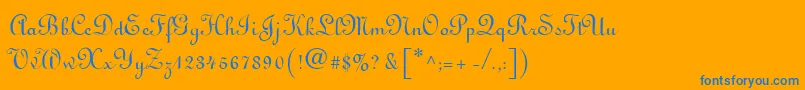 フォントLinoscript – オレンジの背景に青い文字