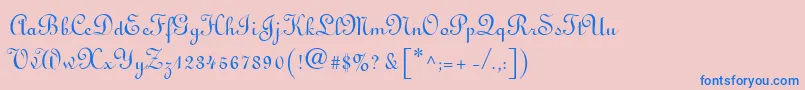 Fonte Linoscript – fontes azuis em um fundo rosa