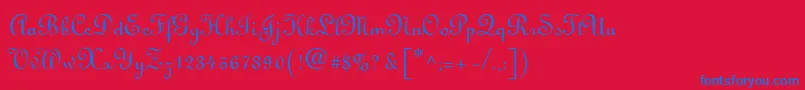 fuente Linoscript – Fuentes Azules Sobre Fondo Rojo