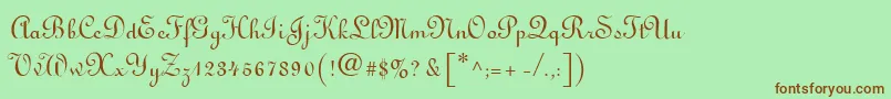 Fonte Linoscript – fontes marrons em um fundo verde