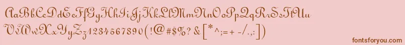 Fonte Linoscript – fontes marrons em um fundo rosa