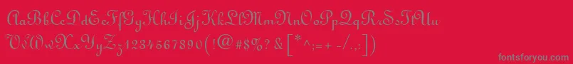 Fonte Linoscript – fontes cinzas em um fundo vermelho