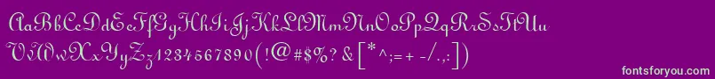 Linoscript Font – Green Fonts on Purple Background