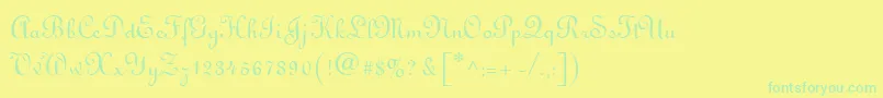 Fonte Linoscript – fontes verdes em um fundo amarelo