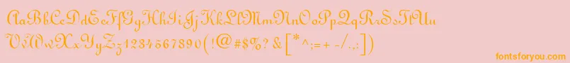 Linoscript-fontti – oranssit fontit vaaleanpunaisella taustalla