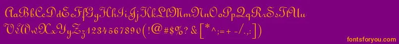 Fonte Linoscript – fontes laranjas em um fundo violeta