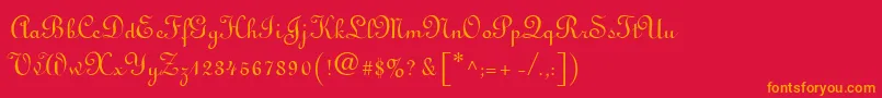 Fonte Linoscript – fontes laranjas em um fundo vermelho