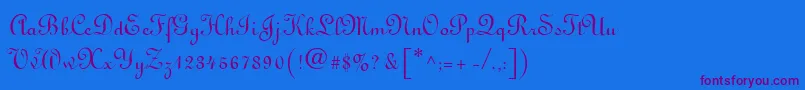 Fonte Linoscript – fontes roxas em um fundo azul