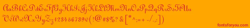 フォントLinoscript – オレンジの背景に赤い文字