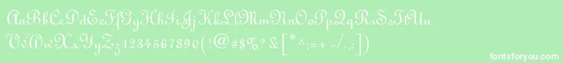 フォントLinoscript – 緑の背景に白い文字