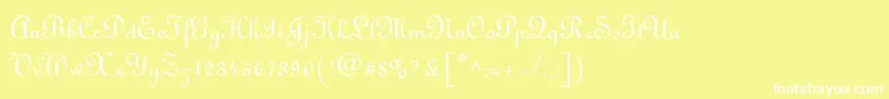 フォントLinoscript – 黄色い背景に白い文字