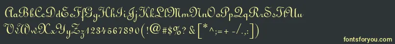 フォントLinoscript – 黒い背景に黄色の文字