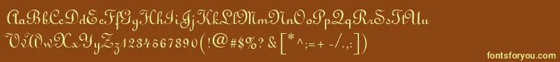 フォントLinoscript – 黄色のフォント、茶色の背景