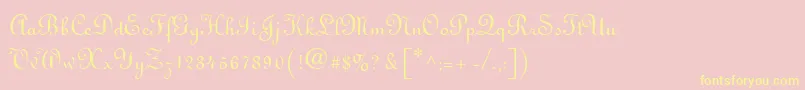 Linoscript-Schriftart – Gelbe Schriften auf rosa Hintergrund