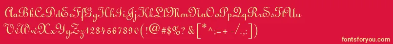 Fonte Linoscript – fontes amarelas em um fundo vermelho