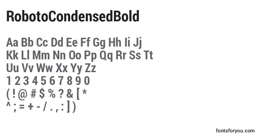 RobotoCondensedBoldフォント–アルファベット、数字、特殊文字