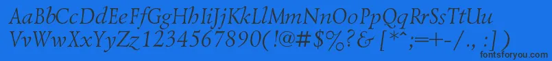 Шрифт LazurskicItalic – чёрные шрифты на синем фоне