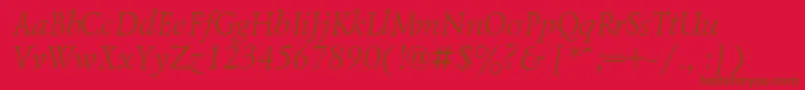LazurskicItalic-Schriftart – Braune Schriften auf rotem Hintergrund