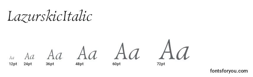 Размеры шрифта LazurskicItalic