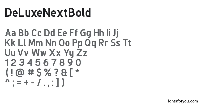 Schriftart DeLuxeNextBold – Alphabet, Zahlen, spezielle Symbole