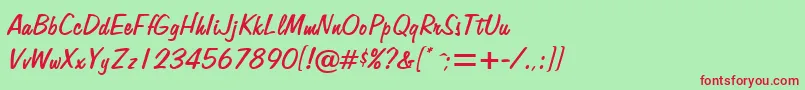 フォントAlpertonRegularDb – 赤い文字の緑の背景