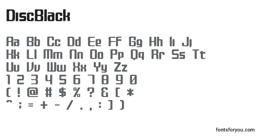 Czcionka DiscBlack – alfabet, cyfry, specjalne znaki
