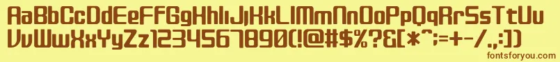 フォントDiscBlack – 茶色の文字が黄色の背景にあります。